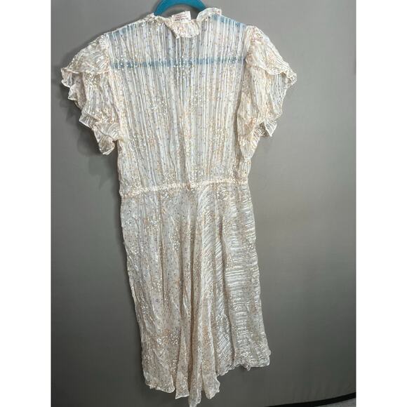 VTG “The Silk Farm” Designed By Incinoo Cream 100% Silk Midi Sheer Dress Sz L - Picture 10 of 14